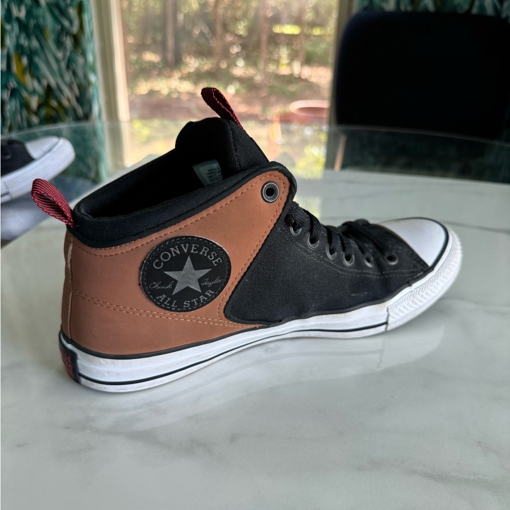 Converse Men's Black and Tan High-Top Sneakers